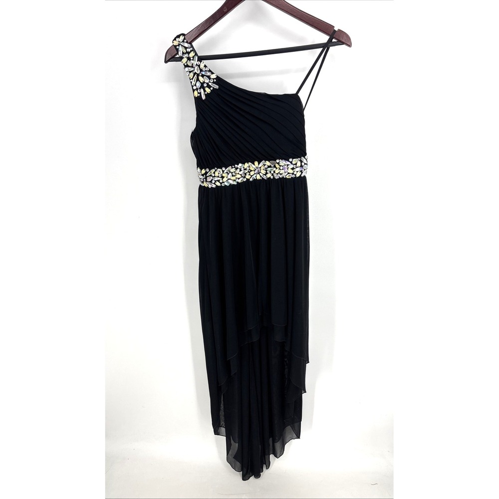 Vintage Y2K 2000s Dress One Shoulder Asymmetrical Rhinestone Fairy Goth Prom‎